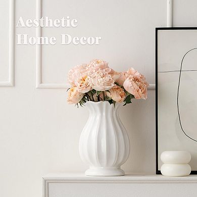 White Ceramic Vase 7.6" Modern Decor for Home Decor: Farmhouse, Rustic, Wedding