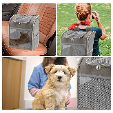1Pc Pet Backpack Transport Box for Cats and Small Dogs 13.39"x9.84"x16.54"