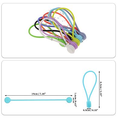 5 Pcs Magnetic Cable Ties, 7.48" Length Cable Organizer with Circular Magnetic Suction Head