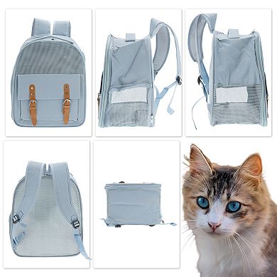 1Pc Pet Backpack Portable Backpack with 1 Side Openings 12.6"L x 9.84"W x 15.35"H