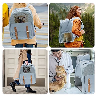 1Pc Pet Backpack Portable Backpack with 1 Side Openings 12.6"L x 9.84"W x 15.35"H
