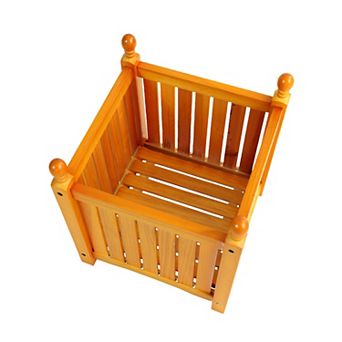 Square Teak Wood Planter for Flowers, Herbs, and Vegetables, for Garden, Porch, and Patio