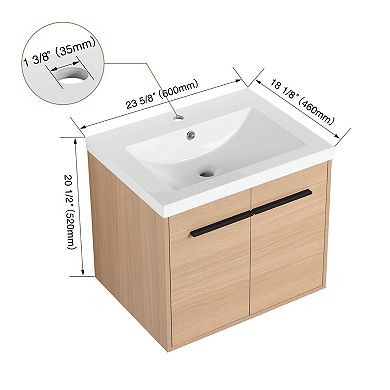 ELEMENT ACE 24 Inch Bathroom Vanity with Countertop Sink and Two Door Cabinet Set