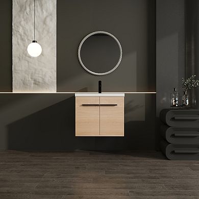 ELEMENT ACE 24 Inch Bathroom Vanity with Countertop Sink and Two Door Cabinet Set