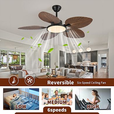ELEMENT ACE Tropical Palm Leaf Ceiling Fan with Lights and Remote Control