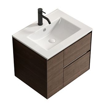ELEMENT ACE 24 Inch Oval Ceramic Vessel Bathroom Vanity Sink with Overflow