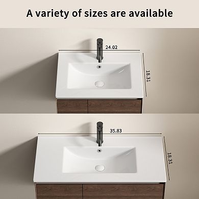 ELEMENT ACE 24 Inch Oval Ceramic Vessel Bathroom Vanity Sink with Overflow