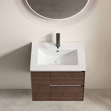 ELEMENT ACE 24 Inch Oval Ceramic Vessel Bathroom Vanity Sink with Overflow