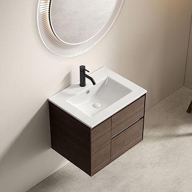 ELEMENT ACE 24 Inch Oval Ceramic Vessel Bathroom Vanity Sink with Overflow
