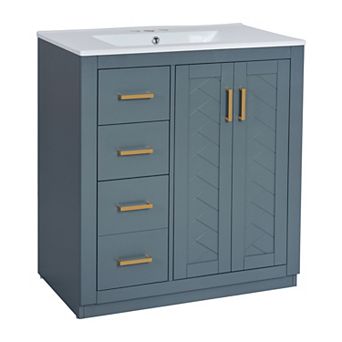 ELEMENT ACE 30-Inch Freestanding Bathroom Vanity with Ceramic Sink and Storage Cabinet