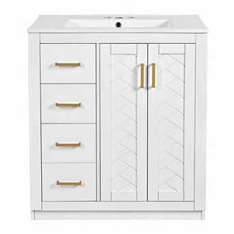 ELEMENT ACE 30-Inch Freestanding Bathroom Vanity with Ceramic Sink and Storage Cabinet