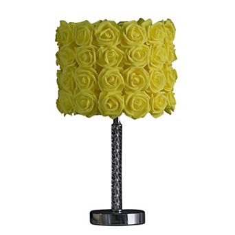 ELEMENT ACE Twisted Acrylic Table Lamp with Floral Shade and Chrome Base