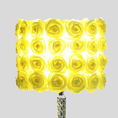ELEMENT ACE Twisted Acrylic Table Lamp with Floral Shade and Chrome Base