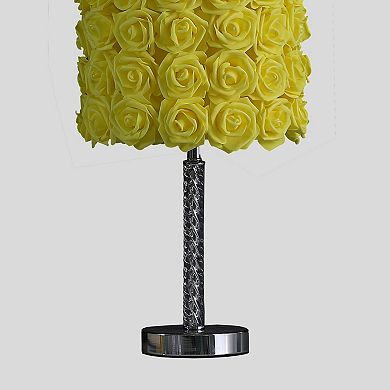 ELEMENT ACE Twisted Acrylic Table Lamp with Floral Shade and Chrome Base