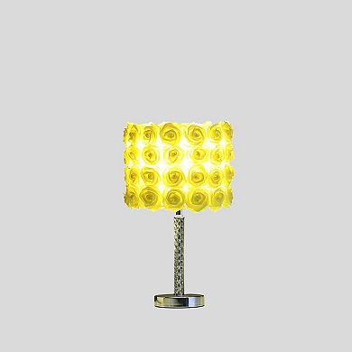 ELEMENT ACE Twisted Acrylic Table Lamp with Floral Shade and Chrome Base