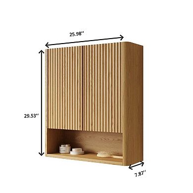 ELEMENT ACE Wall-Mounted Striped Bathroom Cabinet with Doors and Open Storage