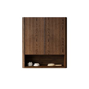 ELEMENT ACE Wall-Mounted Striped Bathroom Cabinet with Doors and Open Storage