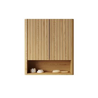 ELEMENT ACE Wall-Mounted Striped Bathroom Cabinet with Doors and Open Storage