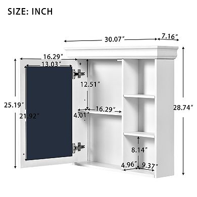 ELEMENT ACE Wall Mounted Mirror Cabinet with Adjustable Shelves and Soft Close Hinges