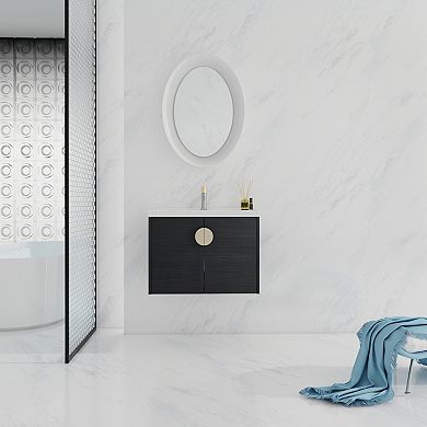 ELEMENT ACE 24 Inch Wall Mounted Bathroom Vanity with Ceramic Sink for Small Spaces