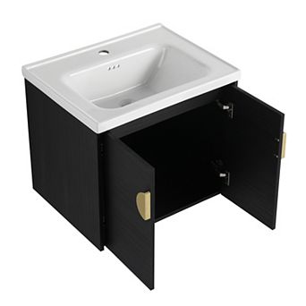 ELEMENT ACE 24 Inch Wall Mounted Bathroom Vanity with Ceramic Sink for Small Spaces