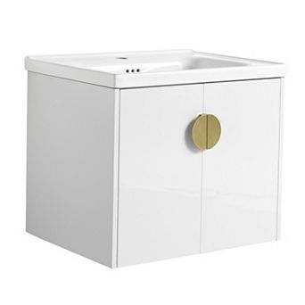 ELEMENT ACE 24 Inch Wall Mounted Bathroom Vanity with Ceramic Sink for Small Spaces