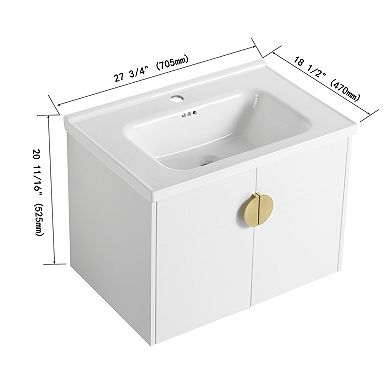 ELEMENT ACE 28 Inch Soft Close Doors Wall Mounted Bathroom Vanity With Sink