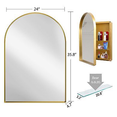 ELEMENT ACE Arched Recessed Medicine Cabinet with Mirror and Adjustable Shelves
