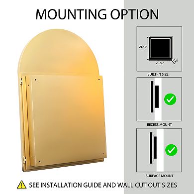 ELEMENT ACE Arched Recessed Medicine Cabinet with Mirror and Adjustable Shelves