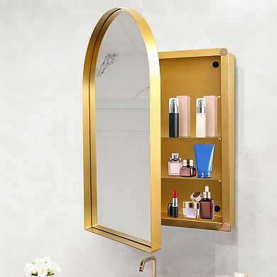 ELEMENT ACE Arched Recessed Medicine Cabinet with Mirror and Adjustable Shelves