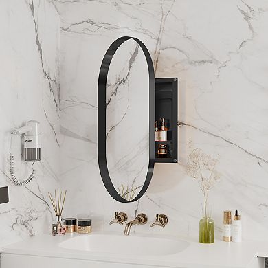 ELEMENT ACE Oval Recessed Medicine Cabinet with Mirror and Adjustable Shelves