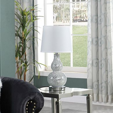ELEMENT ACE Modern Mirror Mosaic Chrome Table Lamp with Semi-Drum Shade
