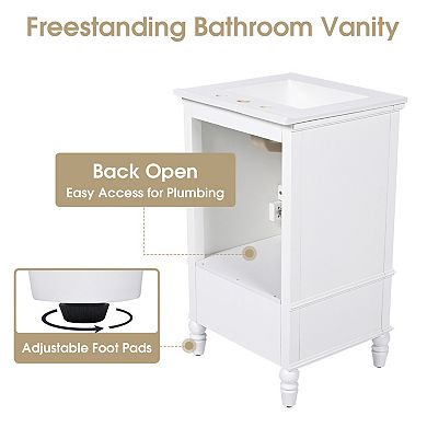 ELEMENT ACE 20 Inch Bathroom Vanity with Ceramic Sink and Storage Cabinet