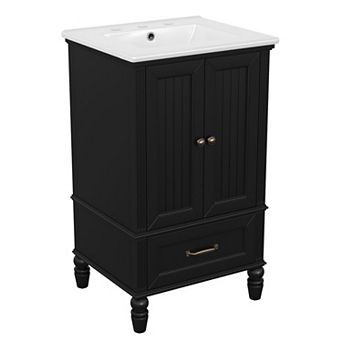 ELEMENT ACE 20 Inch Bathroom Vanity with Ceramic Sink and Storage Cabinet