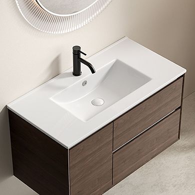 ELEMENT ACE 36-Inch Oval Ceramic Vessel Sink with Overflow for Bathroom Vanity
