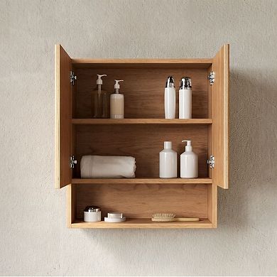 ELEMENT ACE Wall-Mounted Striped Bathroom Cabinet with Doors and Open Storage