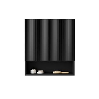 ELEMENT ACE Wall-Mounted Striped Bathroom Cabinet with Doors and Open Storage