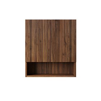 ELEMENT ACE Wall-Mounted Striped Bathroom Cabinet with Doors and Open Storage