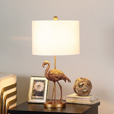 ELEMENT ACE Flamingo Figurine Table Lamp with Drum Shade