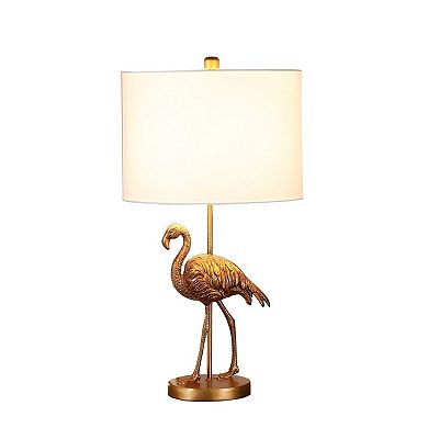ELEMENT ACE Flamingo Figurine Table Lamp with Drum Shade