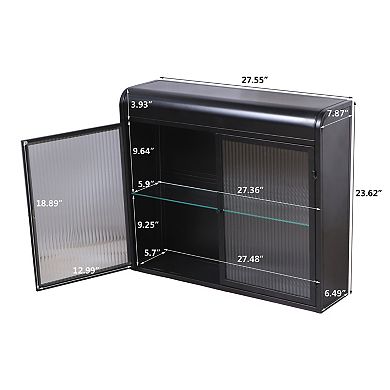 ELEMENT ACE Wall Mounted Metal Storage Cabinet with Glass Doors and Shelves