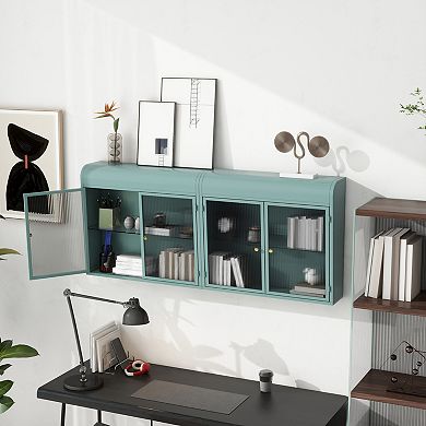 ELEMENT ACE Wall Mounted Metal Storage Cabinet with Glass Doors and Shelves