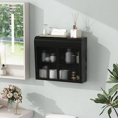 ELEMENT ACE Wall Mounted Metal Storage Cabinet with Glass Doors and Shelves