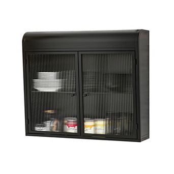 ELEMENT ACE Wall Mounted Metal Storage Cabinet with Glass Doors and Shelves