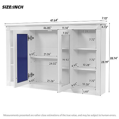 ELEMENT ACE 47 Inch Wall Mounted Mirror Cabinet with Adjustable Storage and Open Shelves