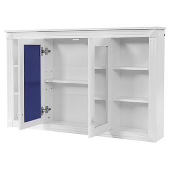 ELEMENT ACE 47 Inch Wall Mounted Mirror Cabinet with Adjustable Storage and Open Shelves