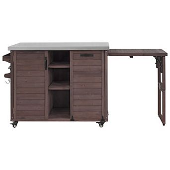 ELEMENT ACE Outdoor Kitchen Island with Foldable Grill Table and Storage Cabinet
