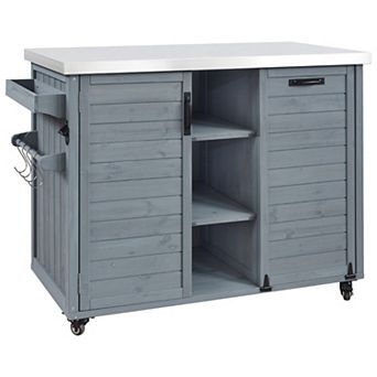 ELEMENT ACE Outdoor Kitchen Island with Foldable Grill Table and Storage Cabinet
