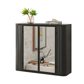 ELEMENT ACE Wall-Mounted Bathroom Cabinet with Mirror and Open Shelf