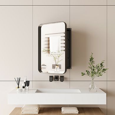 ELEMENT ACE Recessed Metal Framed Medicine Cabinet with Mirror and Adjustable Shelves